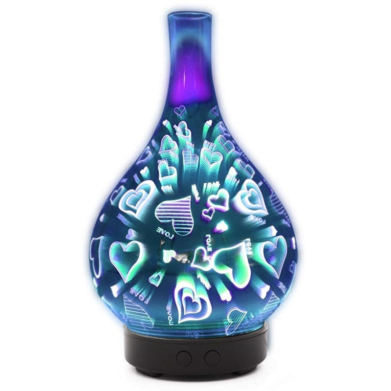 3D Firework Glass Vase Shape Air Humidifier with 7 Color Led