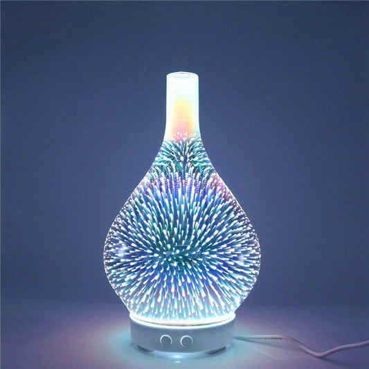 3D Firework Glass Vase Shape Air Humidifier with 7 Color Led