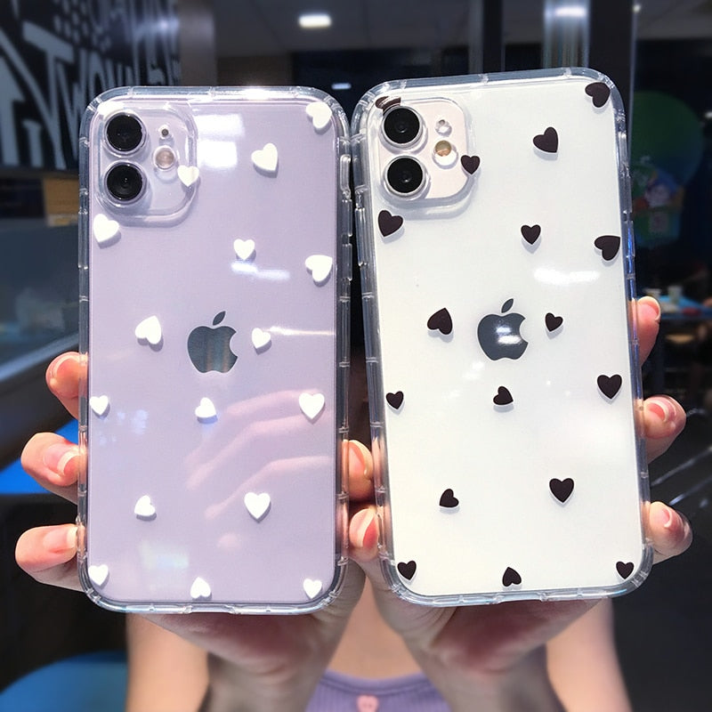 Cute Heart Shockproof Clear Phone Case For iPhone 14 Pro Max 13 12 11