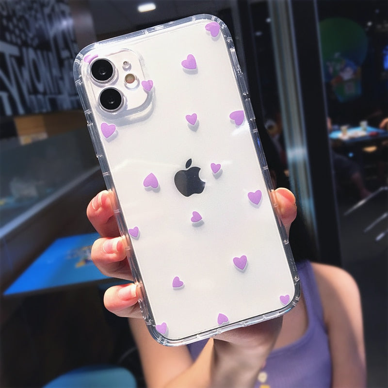 Cute Heart Shockproof Clear Phone Case For iPhone 14 Pro Max 13 12 11