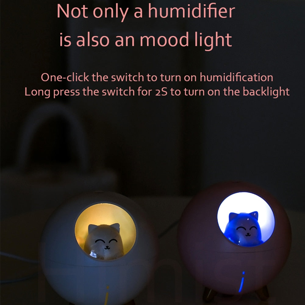 Cute Planet Cat Air Humidifier Ultrasonic Aroma