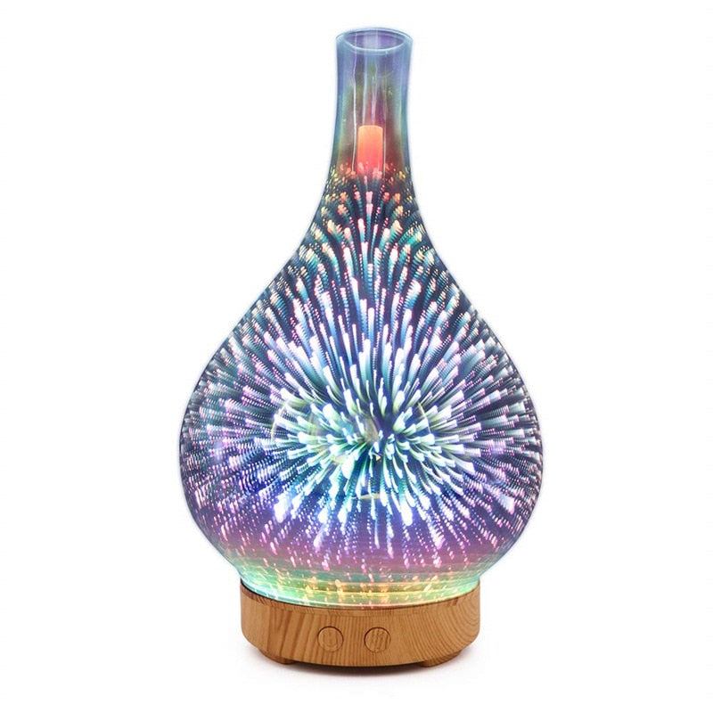 3D Firework Glass Vase Shape Air Humidifier with 7 Color Led