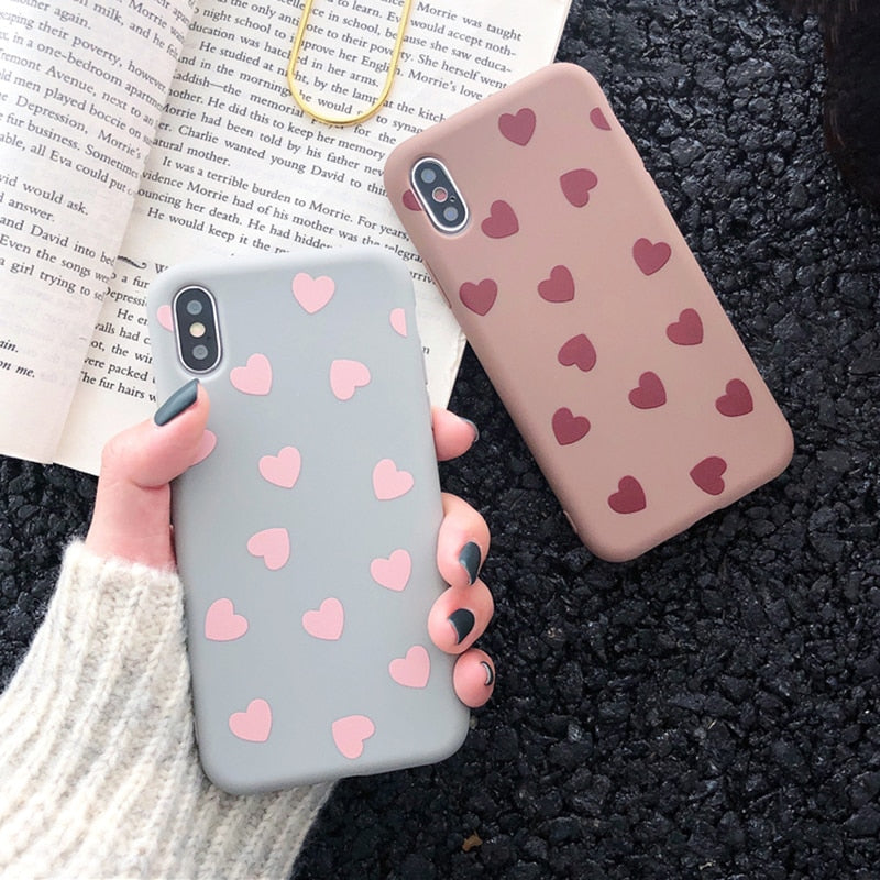 Plated Love Heart Solid Phone Case For iPhone