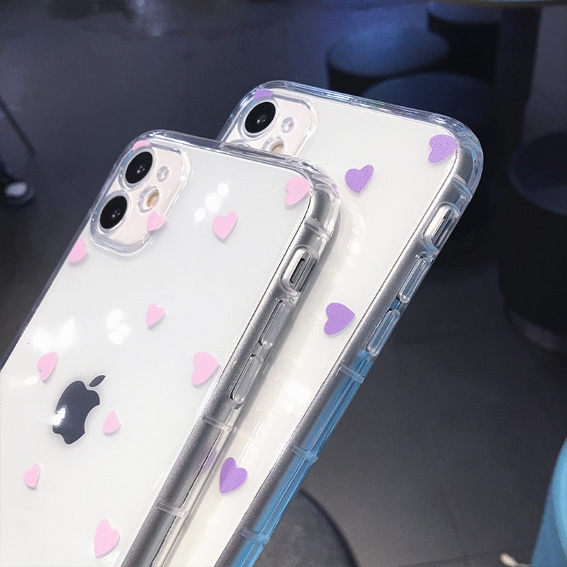 Cute Heart Shockproof Clear Phone Case For iPhone 14 Pro Max 13 12 11