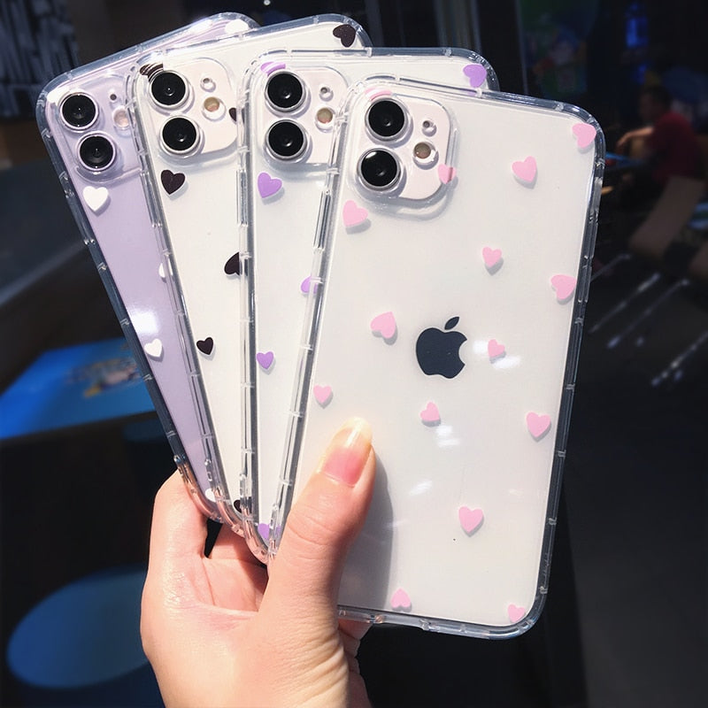 Cute Heart Shockproof Clear Phone Case For iPhone 14 Pro Max 13 12 11