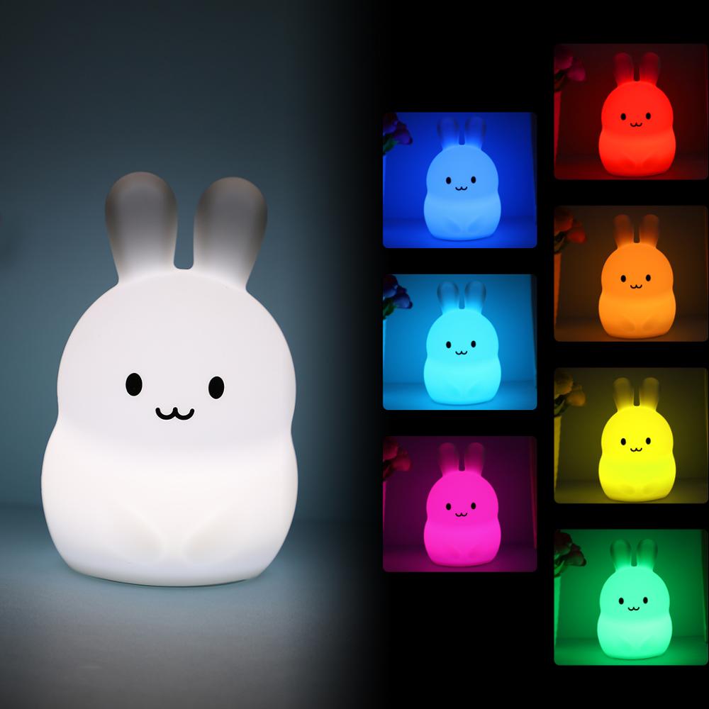 Mini Bear Rabbit Hippo Owl Penguin Lamp RGB LED Night Light