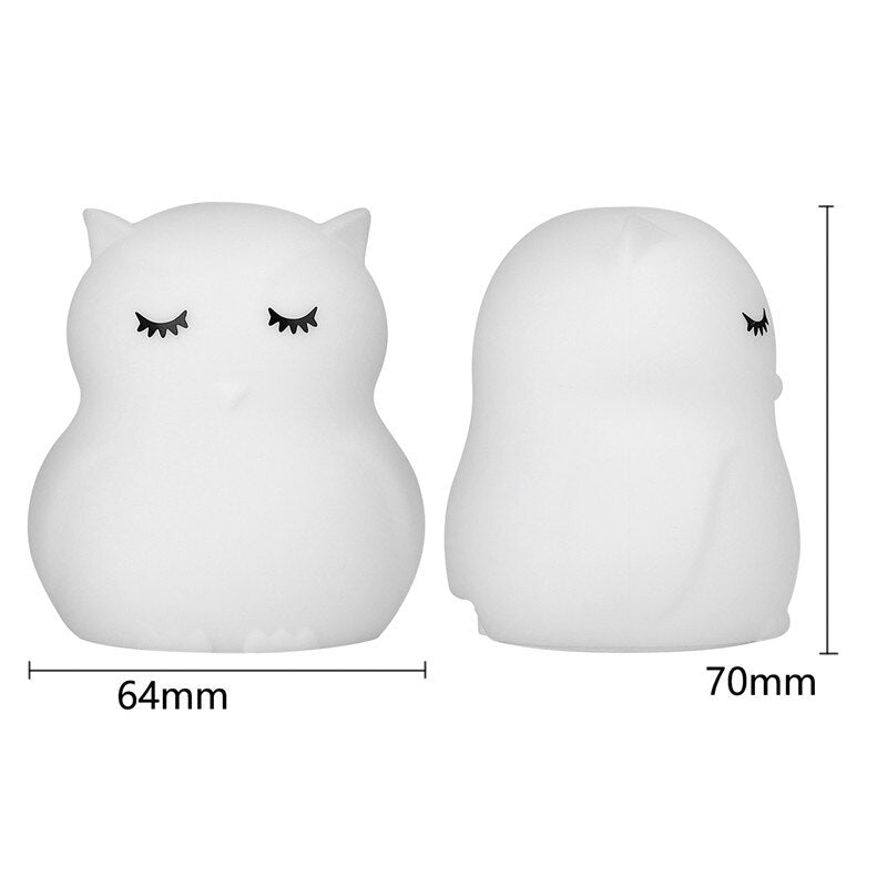 Mini Bear Rabbit Hippo Owl Penguin Lamp RGB LED Night Light