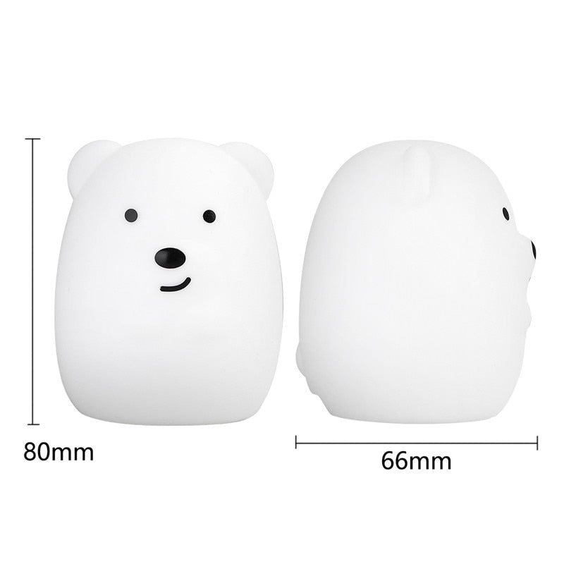 Mini Bear Rabbit Hippo Owl Penguin Lamp RGB LED Night Light