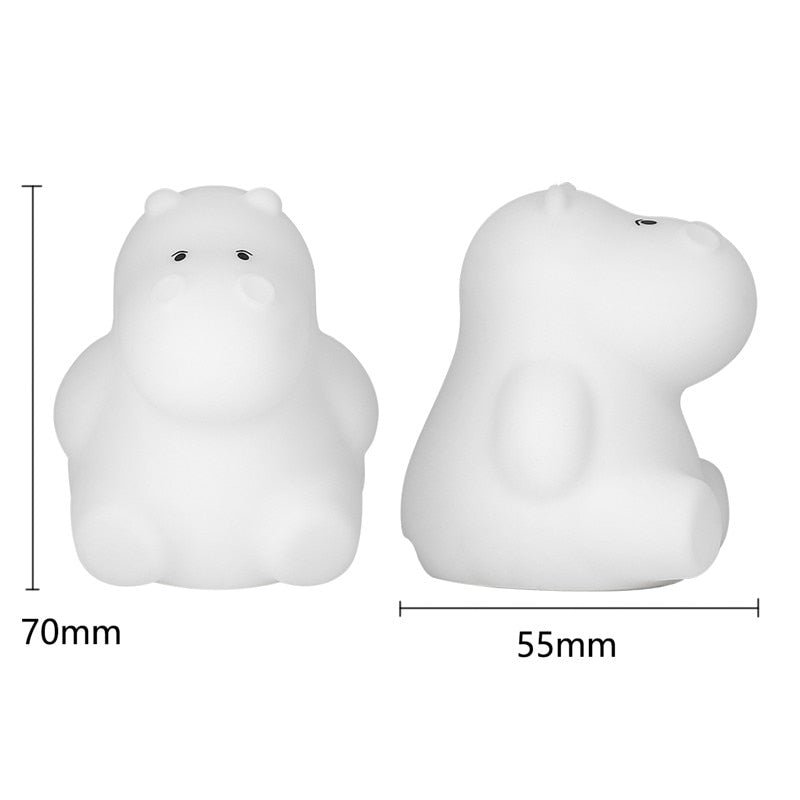 Mini Bear Rabbit Hippo Owl Penguin Lamp RGB LED Night Light