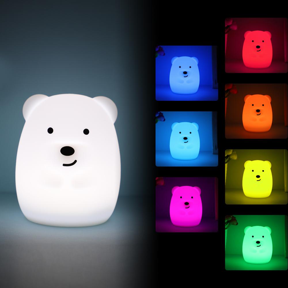 Mini Bear Rabbit Hippo Owl Penguin Lamp RGB LED Night Light