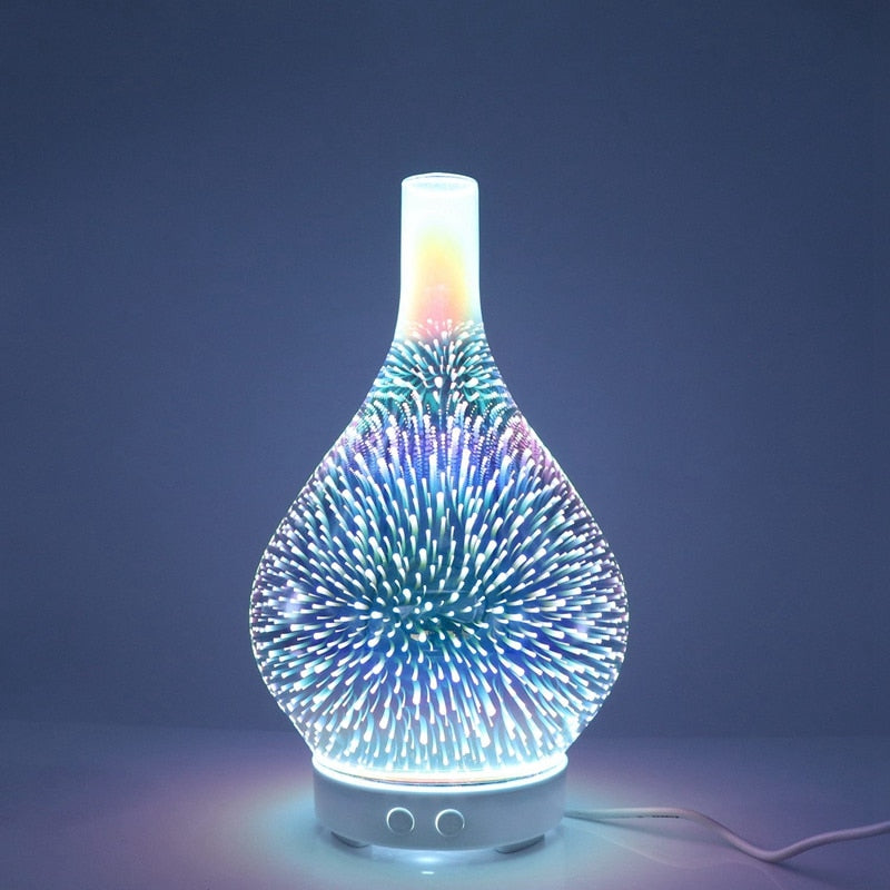 3D Firework Glass Vase Shape Air Humidifier with 7 Color Led