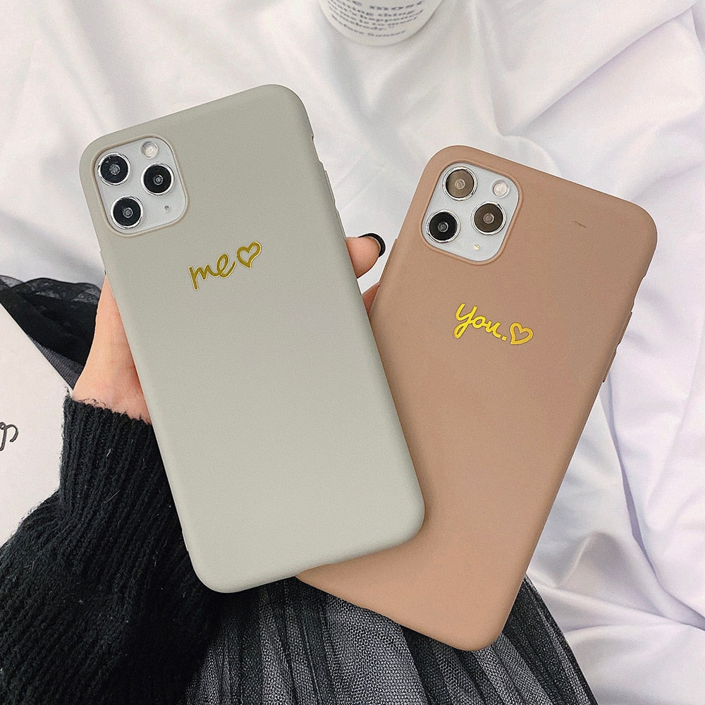 Plated Love Heart Solid Phone Case For iPhone