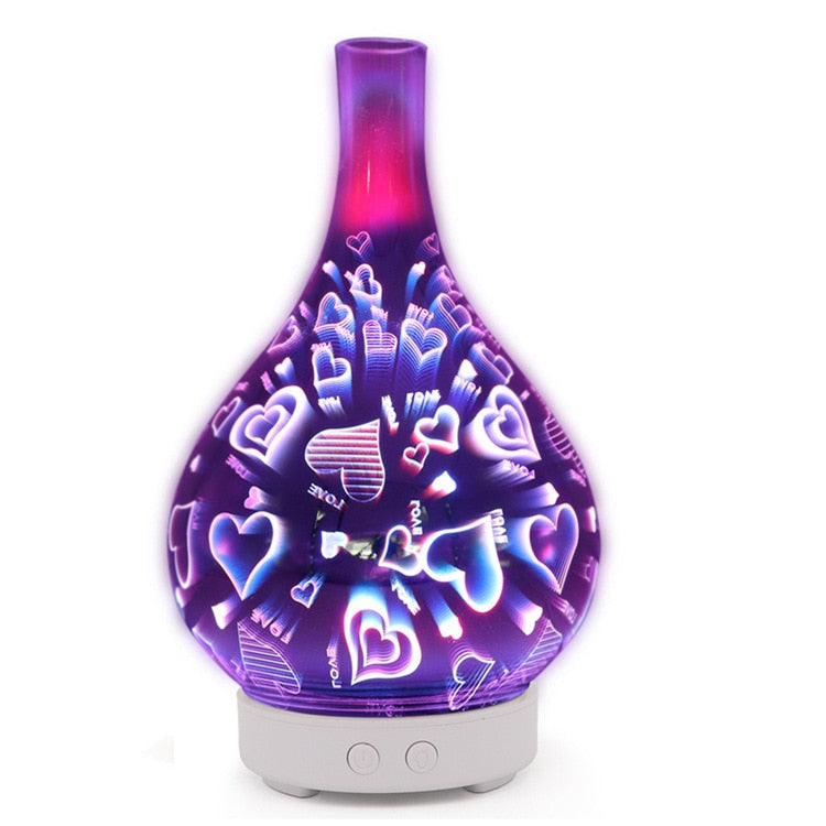 3D Firework Glass Vase Shape Air Humidifier with 7 Color Led