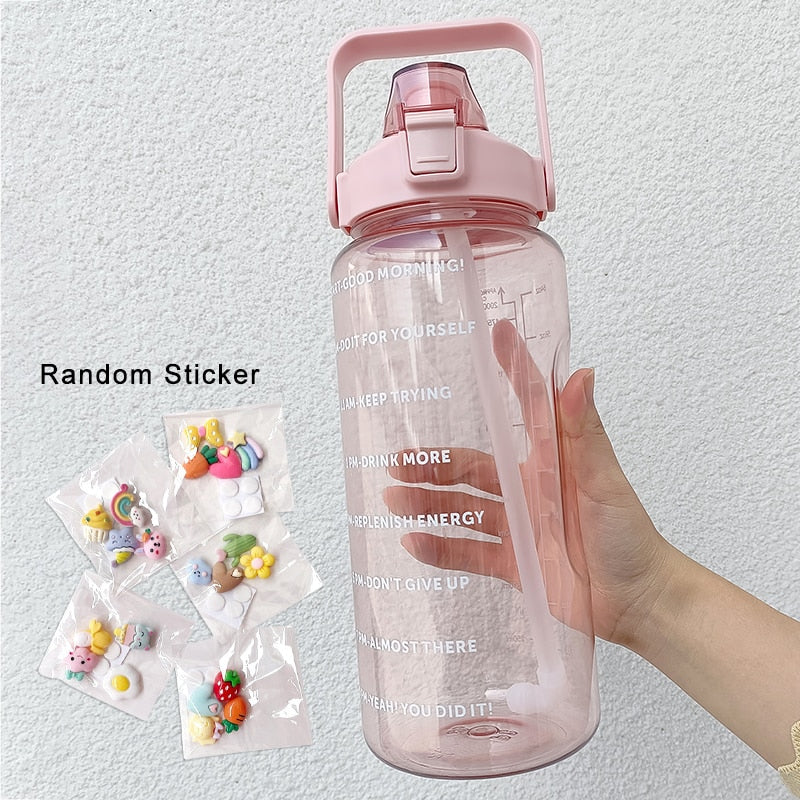 2 Liters Motivational Drinking Water Bottle