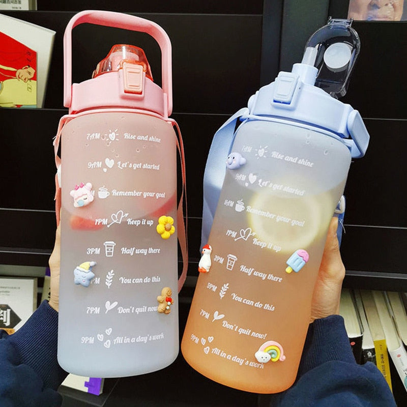 2 Liters Motivational Drinking Water Bottle