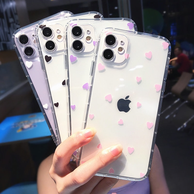 Cute Heart Shockproof Clear Phone Case For iPhone 14 Pro Max 13 12 11